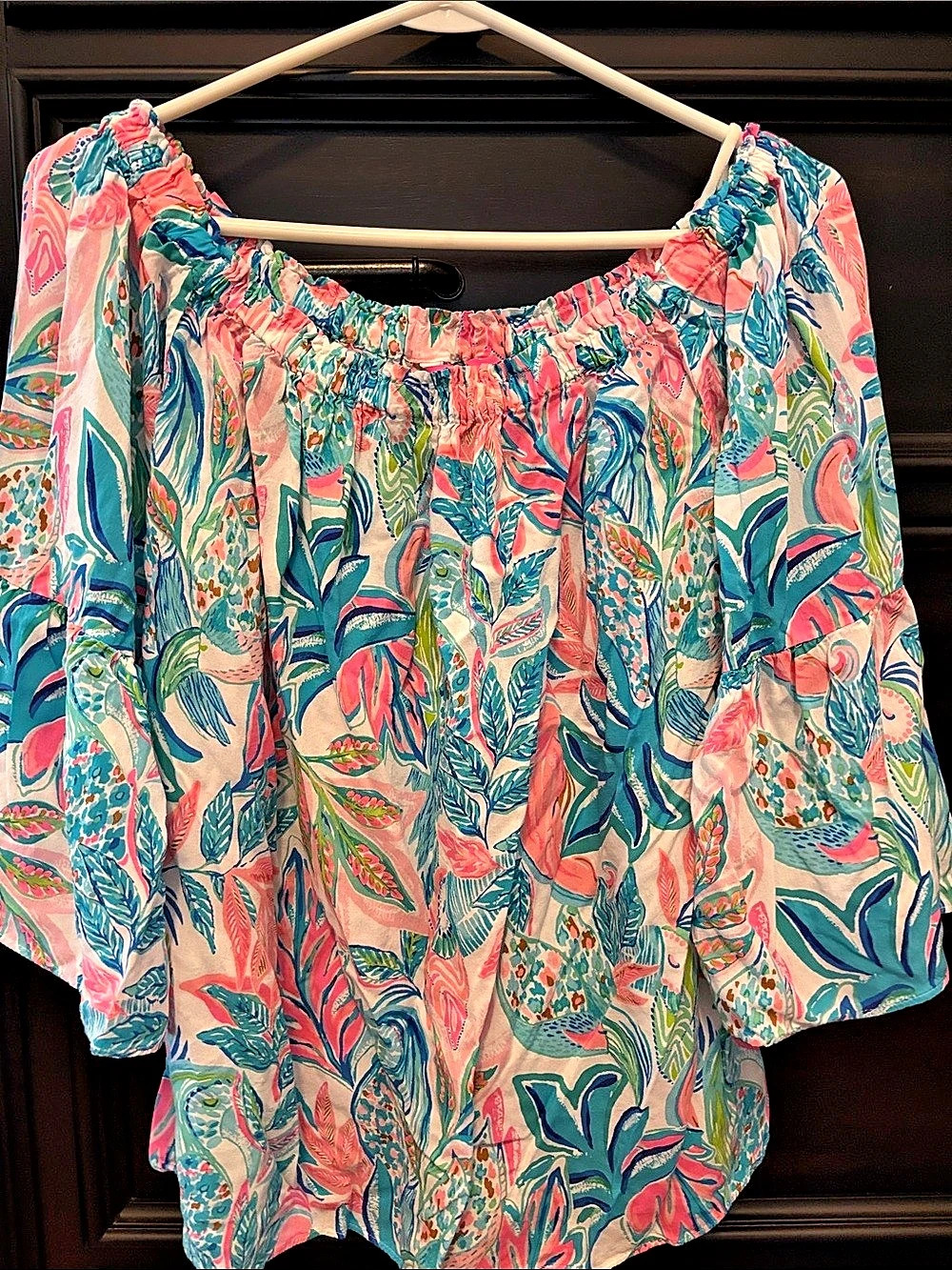 Lilly Pulitzer Floral Blouse in Pink & Blue Size Medium Like New